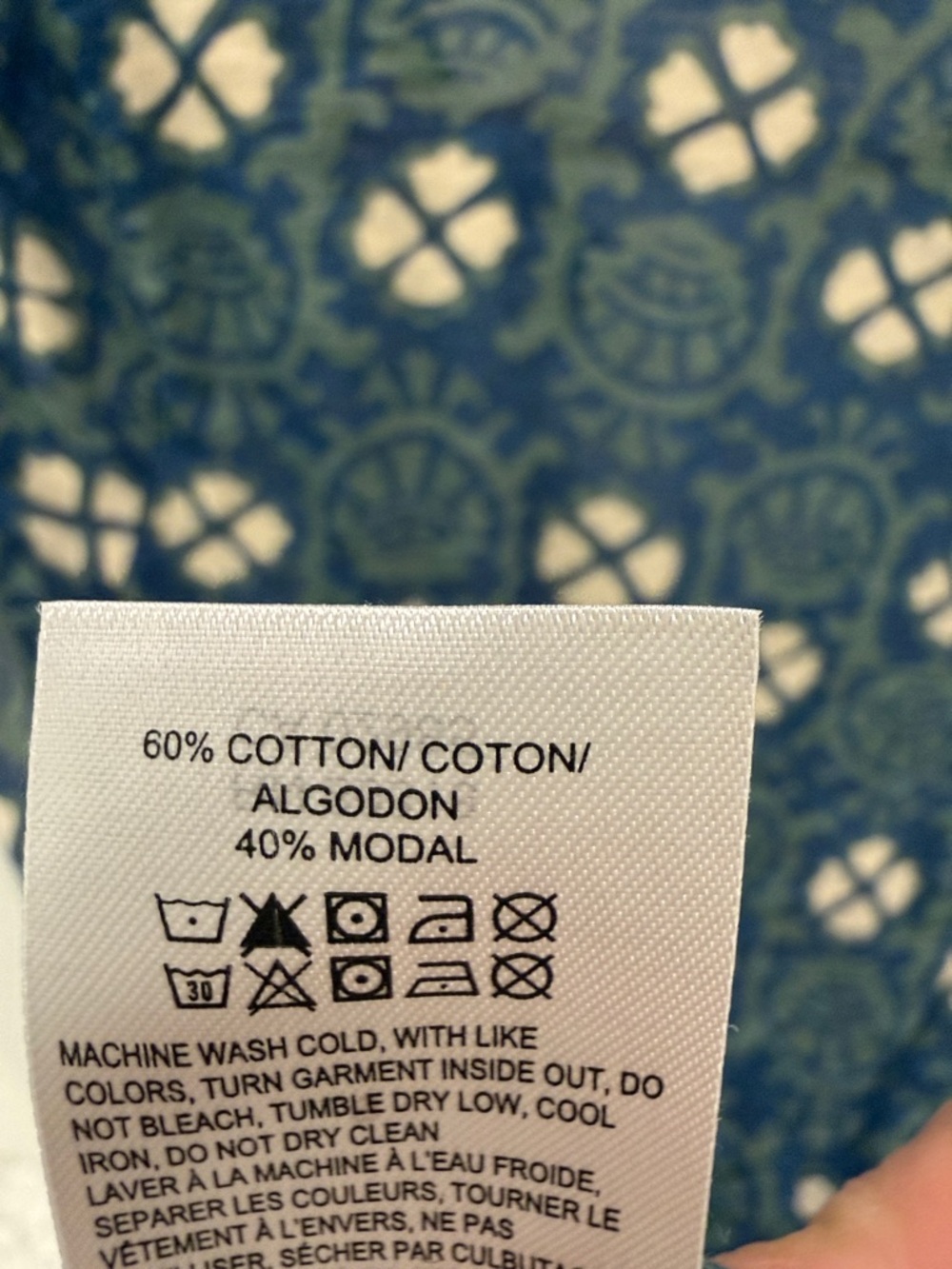 Lucky Brand Blue and White Patterned Short Sleeve Tee - Picture 4 of 4